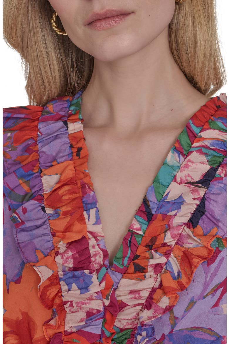 Floral Print Ruffle Dress, Alternate, color, PURPLE MULTI