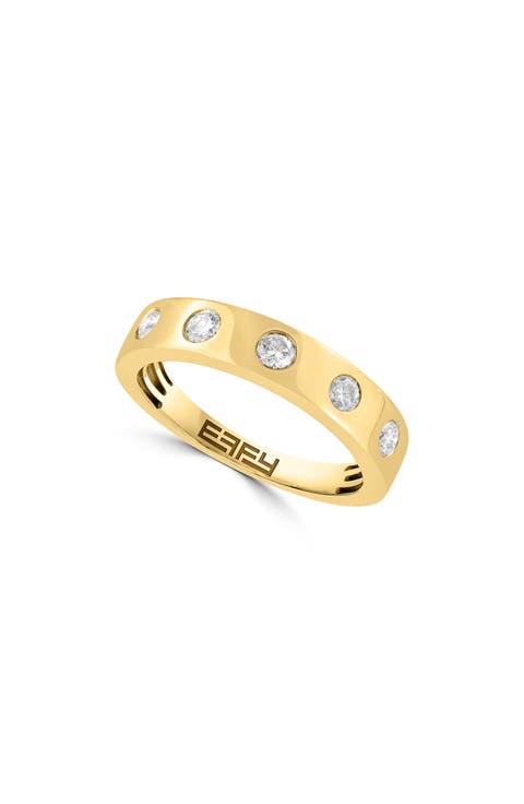 14K Yellow Gold Plated Diamond Band Ring