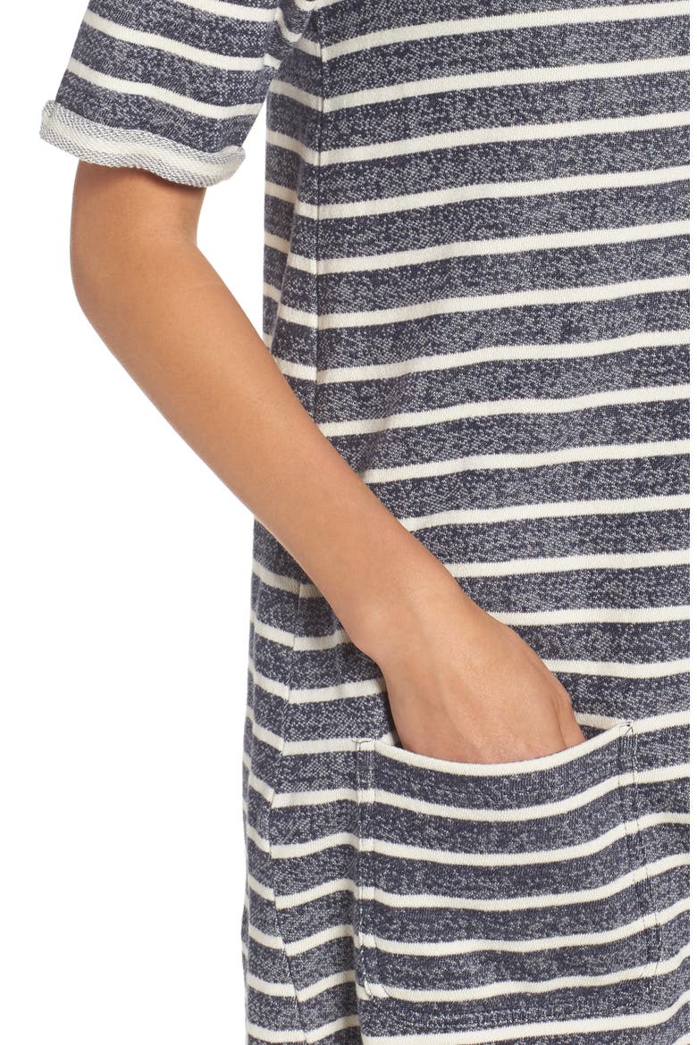 Normandy Stripe T-Shirt Dress, Alternate, color, INDIGO/ BRULE