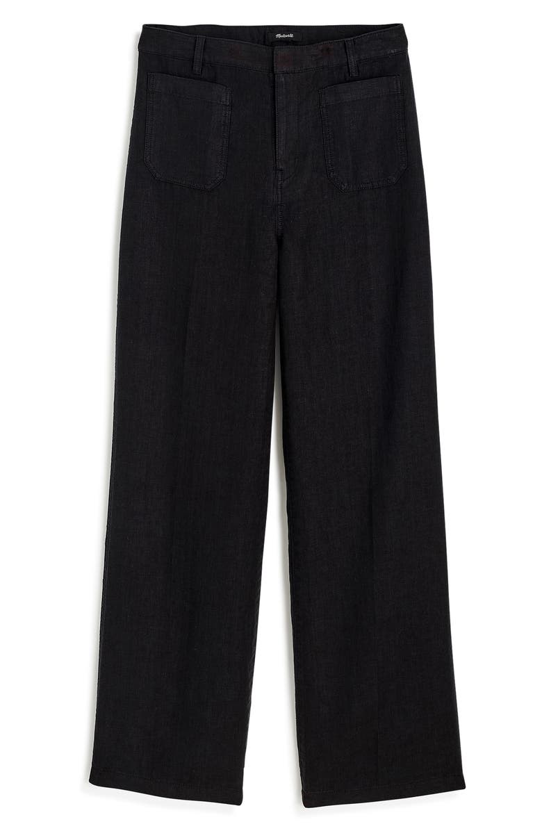 Madewell Patch Pocket Linen Flare Pants, Main, color, Jet Black