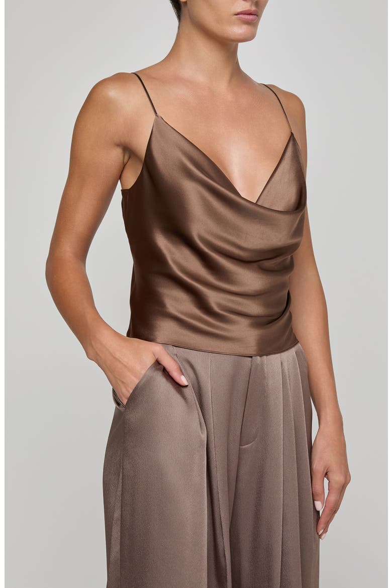 Calista Cowl Neck Silk Camisole, Alternate, color, CARDAMOM