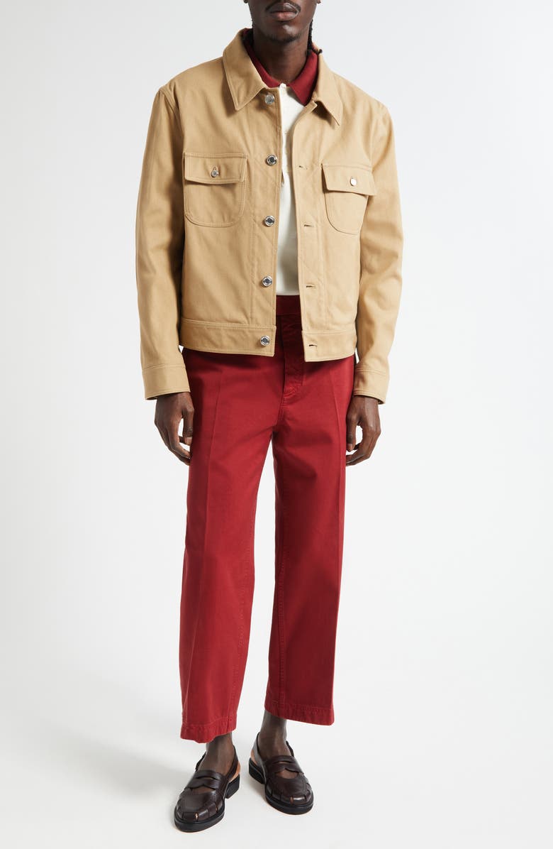 Thom Browne Backstrap Denim Utility Jacket, Alternate, color, Khaki