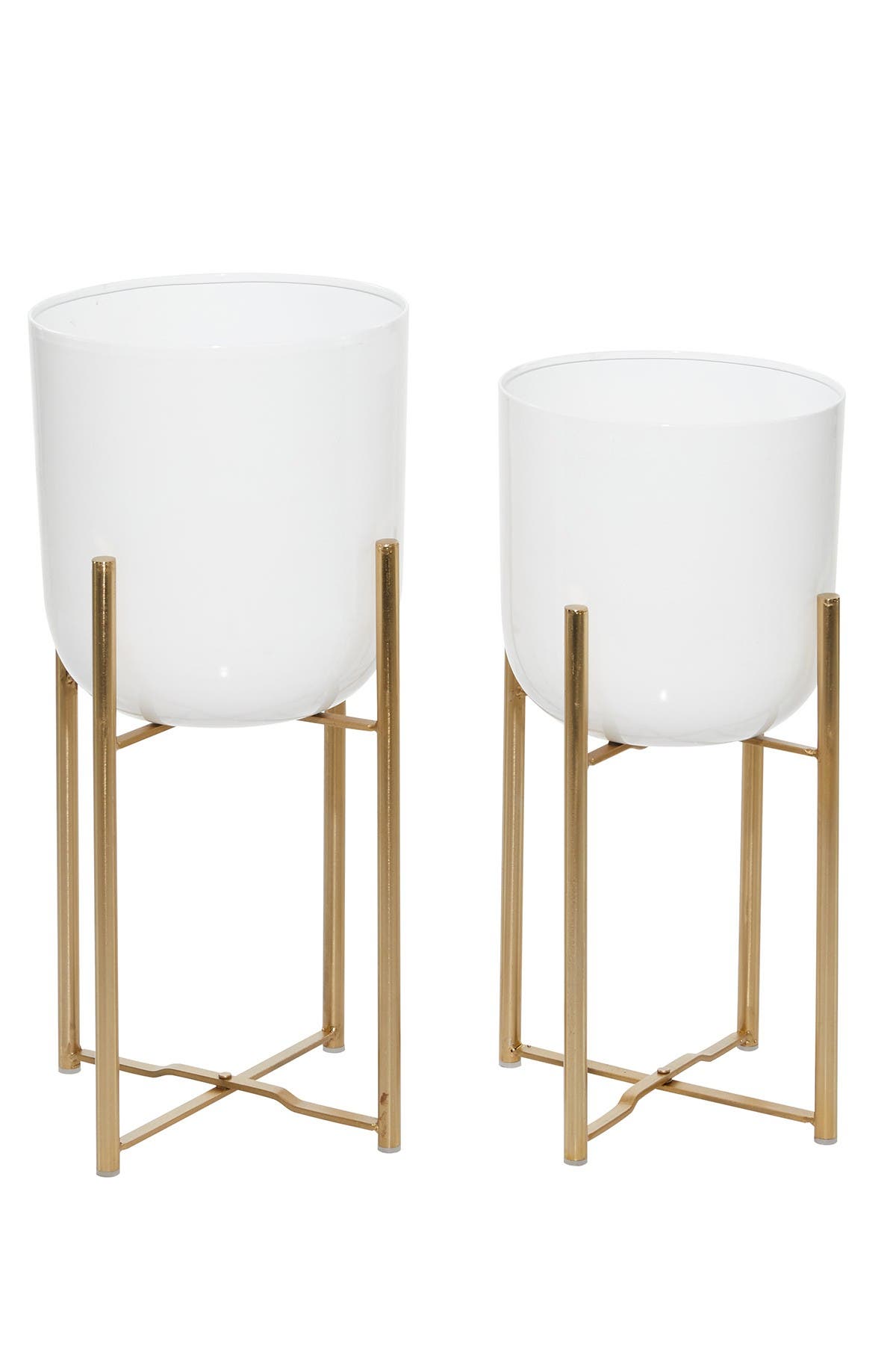 COSMO BY COSMOPOLITAN Contemporary White & Gold Floor Planters - Set of 2