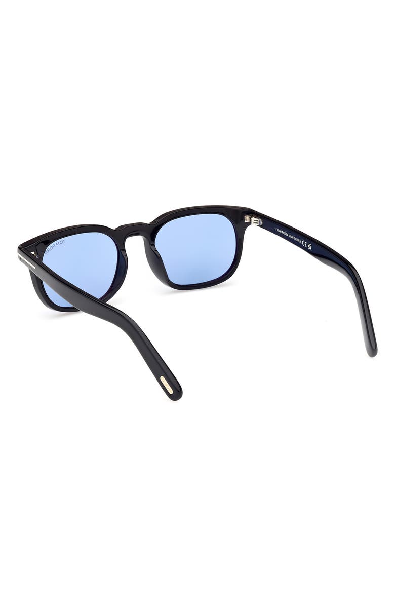 TOM FORD 52mm Square Sunglasses, Alternate, color, Shiny Black / Blue