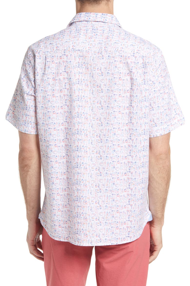 Nova Wave Last Call Print Short Sleeve Stretch Cotton Button-Up Shirt, Alternate, color, CONTINENTAL