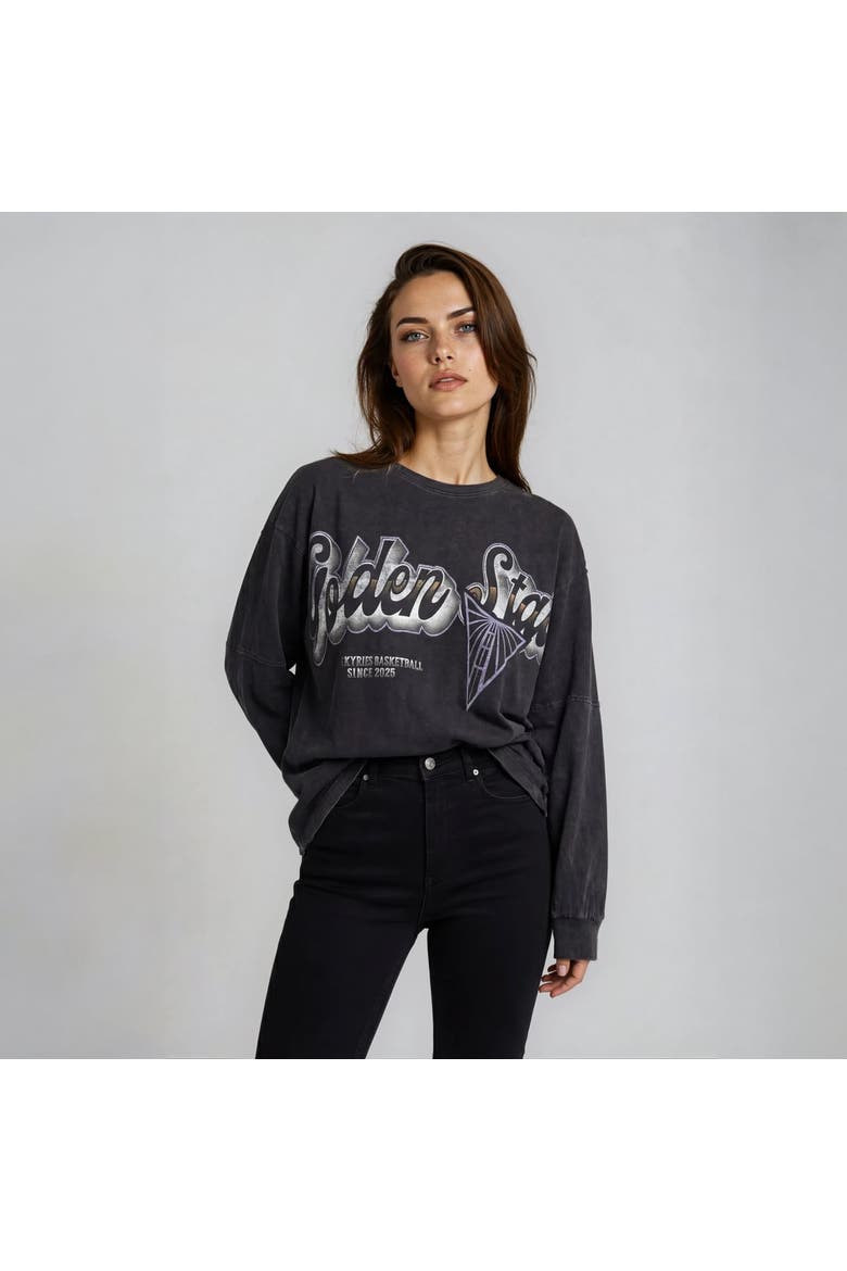 Women's The Wild Collective Black Golden State Valkyries Oversized Long-Sleeve T-Shirt, Main, color, Black