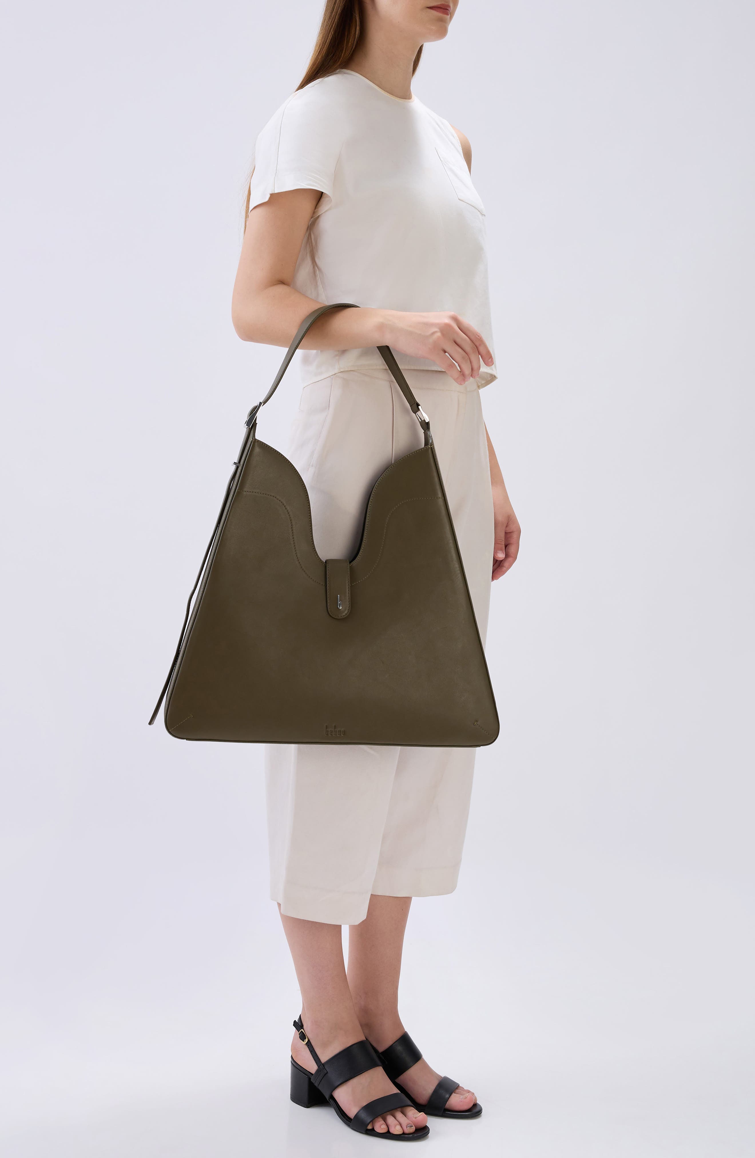 behno Melina Nappa Leather Shoulder Bag, Alternate, color, Wood