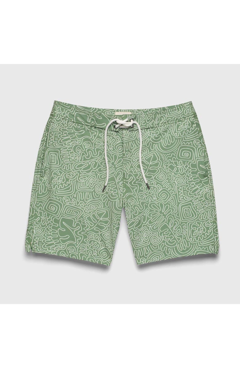 Surfside Supply Co. Duke 7.25" Doodle Boardshort, Main, color, Turf Green