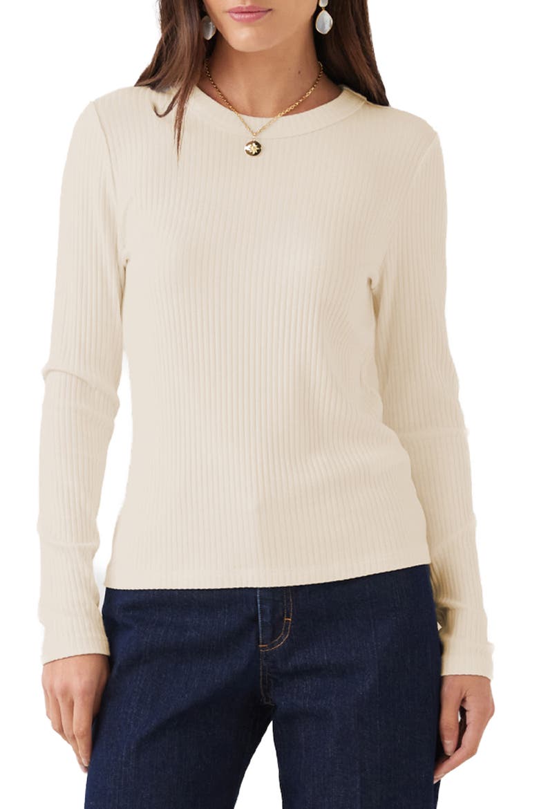Ribbed Long Sleeve Top, Main, color, CREAM