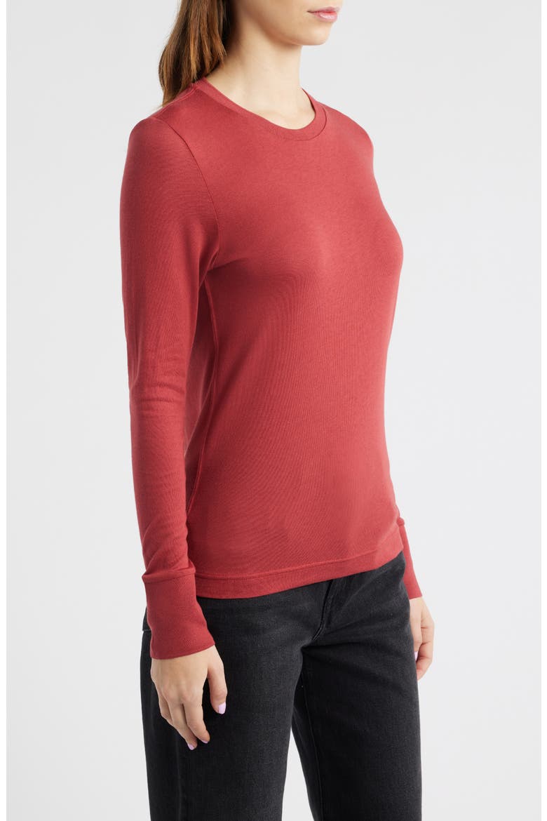Cotton & Modal Long Sleeve T-Shirt, Alternate, color, RED DARK