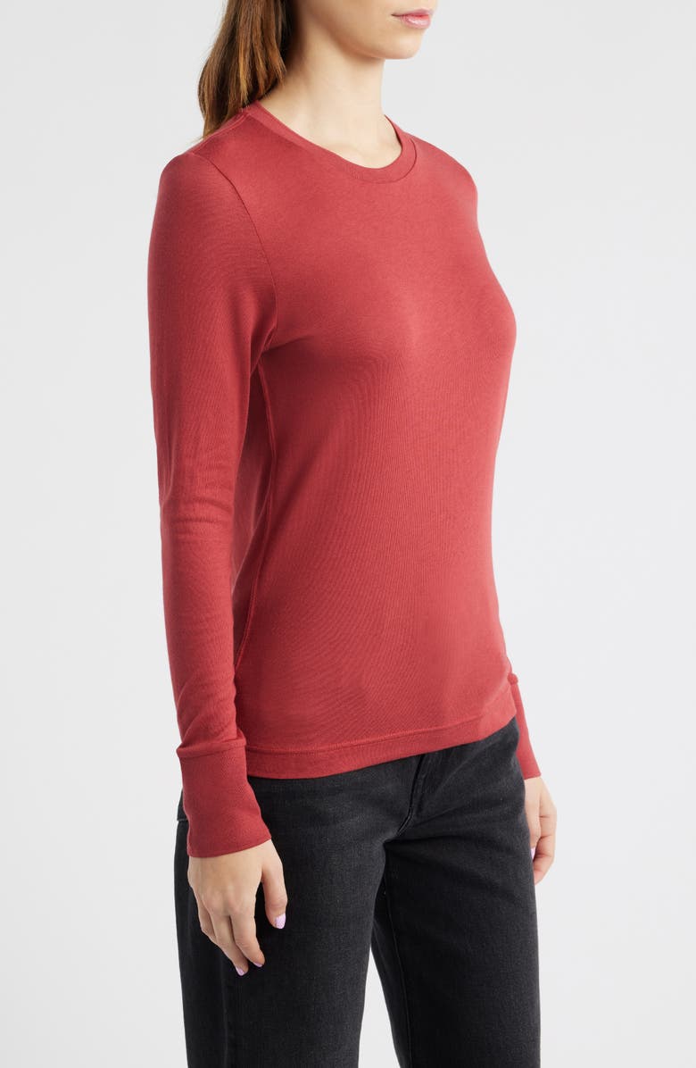 COS Cotton 
Modal Long Sleeve T-Shirt, Alternate, color, Red Dark