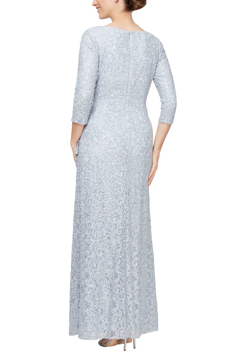 Alex Evenings Sequin Lace Ruffle Gown, Alternate, color, 