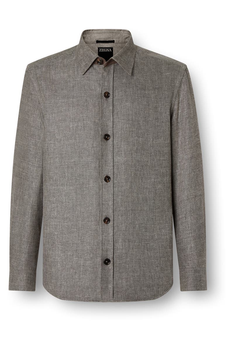 Cashmere, Linen & Silk Overshirt, Alternate, color, DARK BROWN