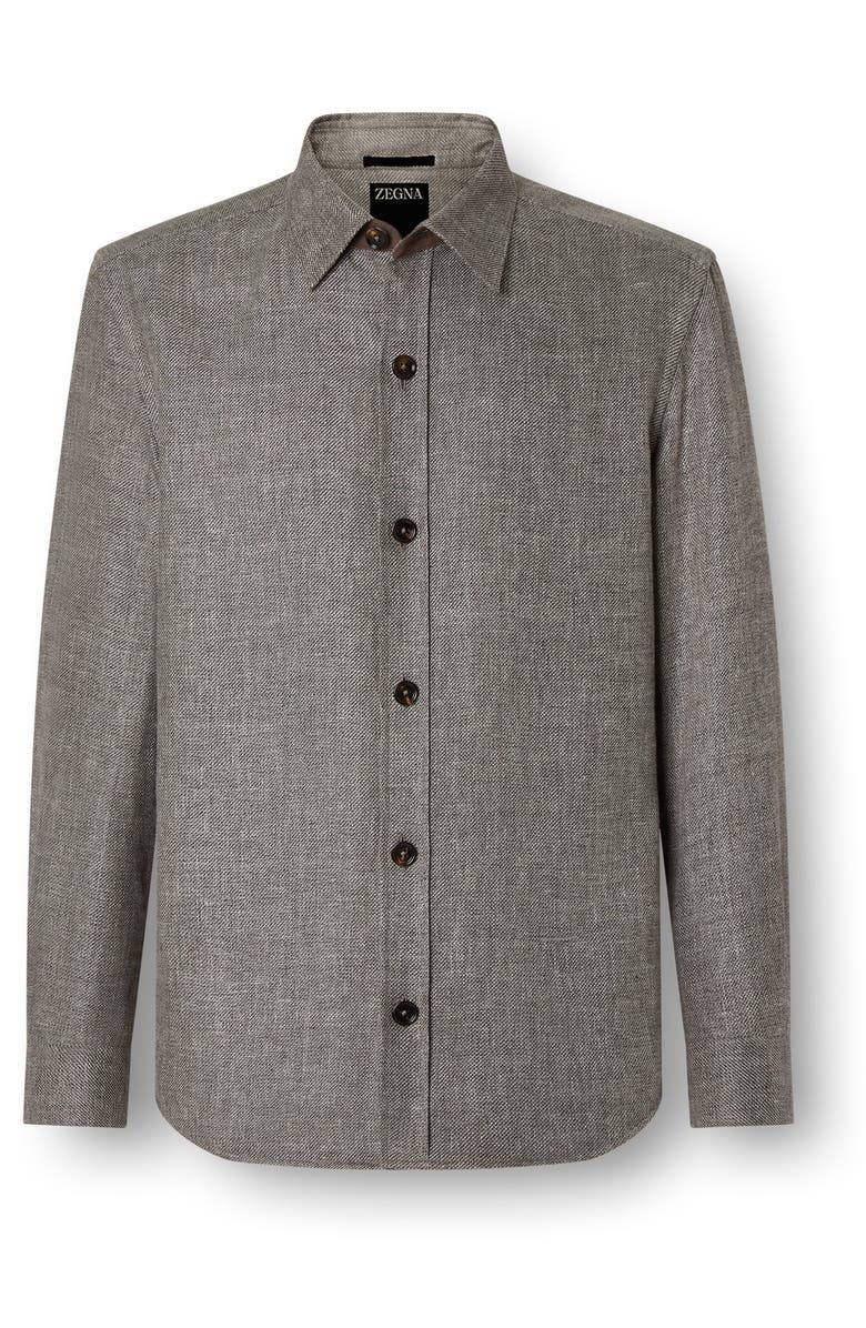 ZEGNA Cashmere, Linen & Silk Overshirt, Alternate, color, Dark Brown