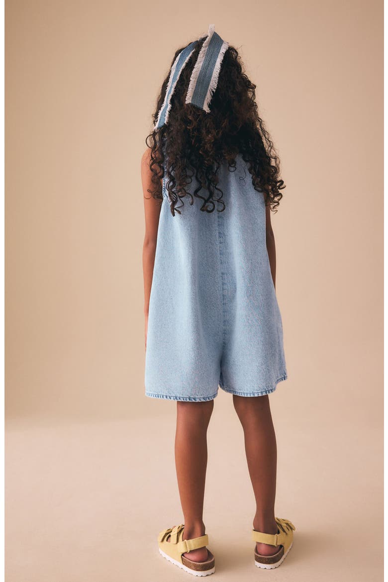 Kids' Denim Romper, Alternate, color, BLUE