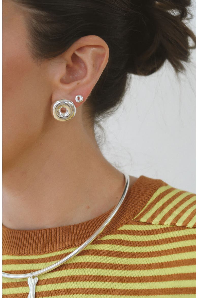 Donut Earrings, Alternate, color, White Silver