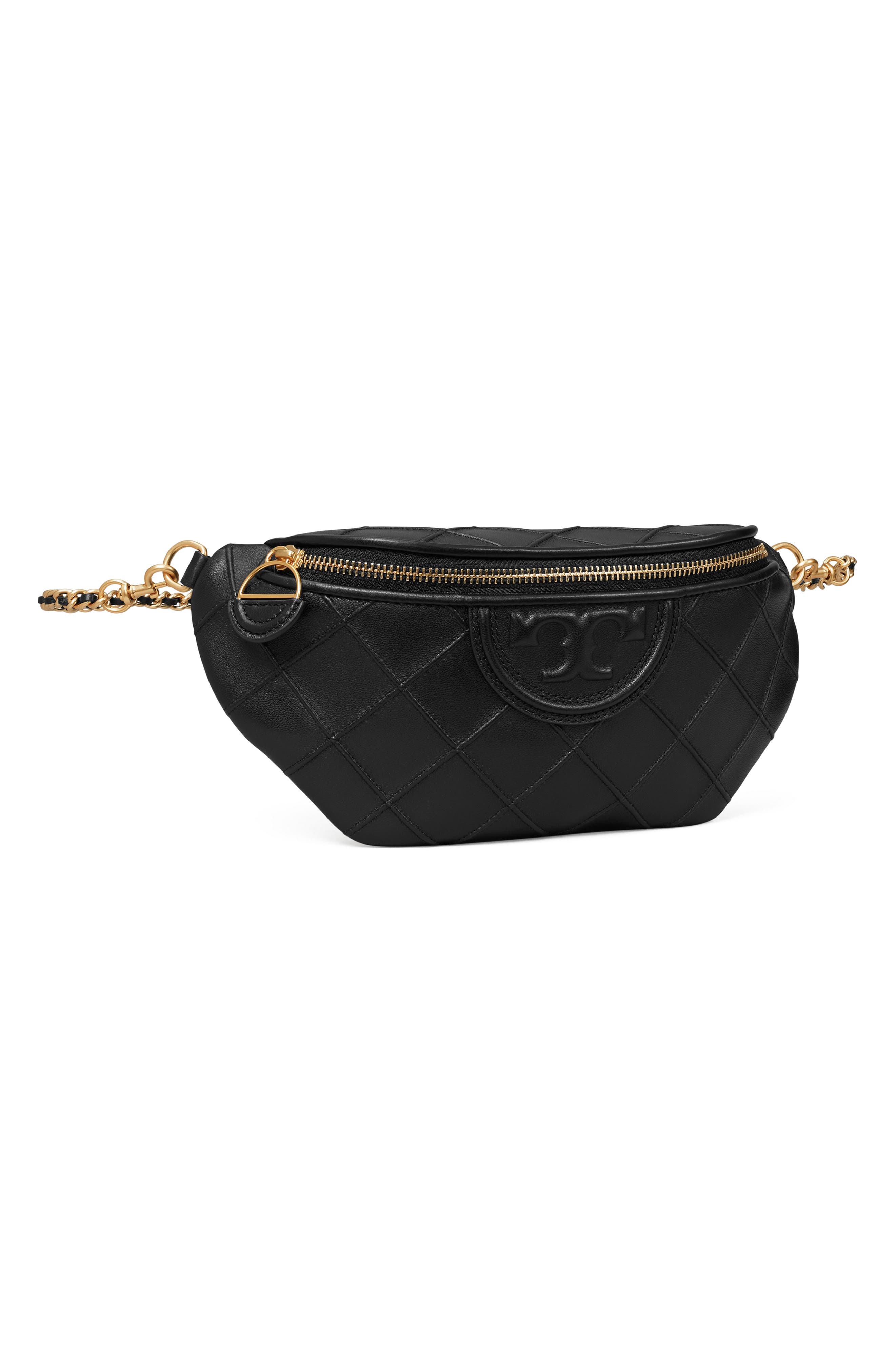 Tory Burch Fleming Soft Quilted Leather Belt Bag, Alternate, color, Black