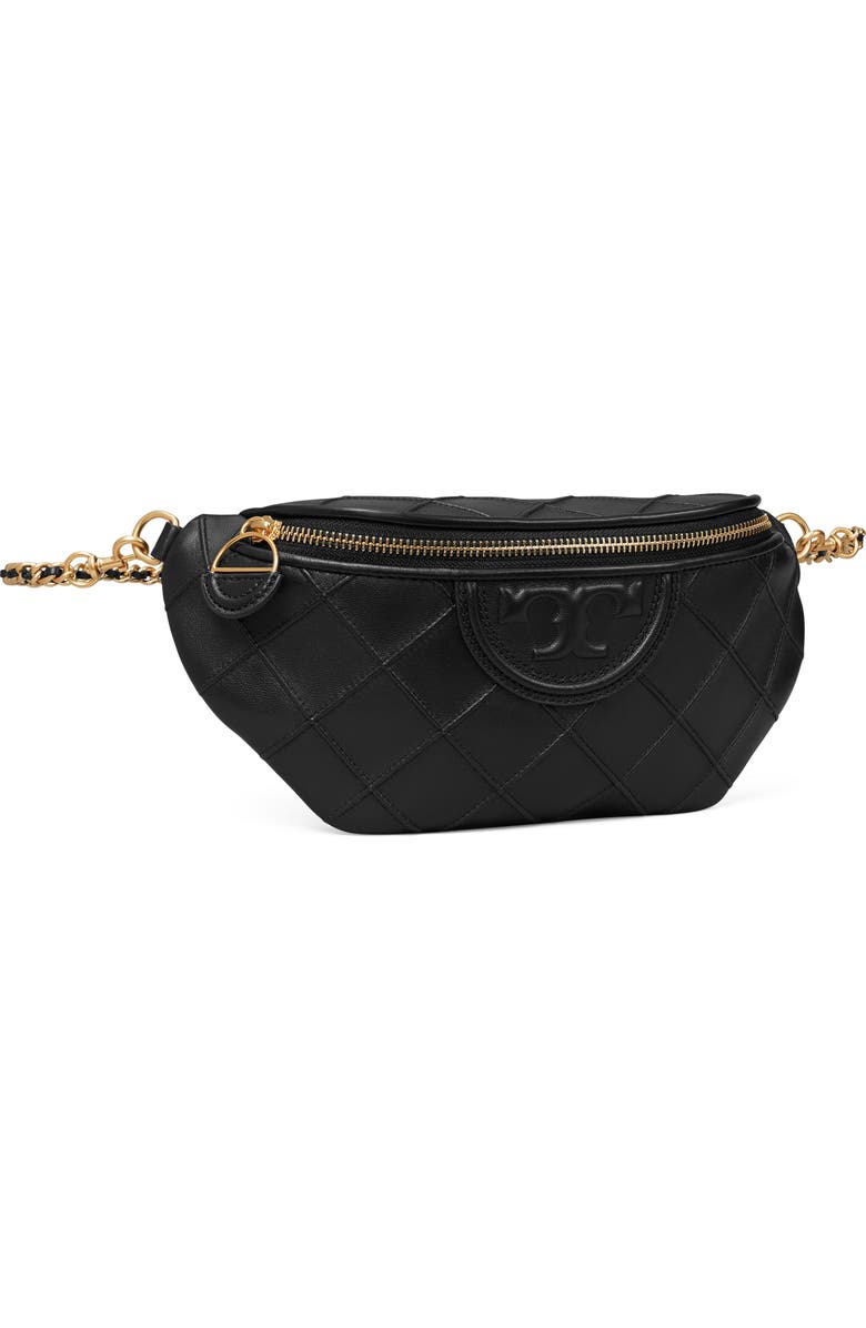 Tory Burch Fleming Soft Quilted Leather Belt Bag, Alternate, color, Black