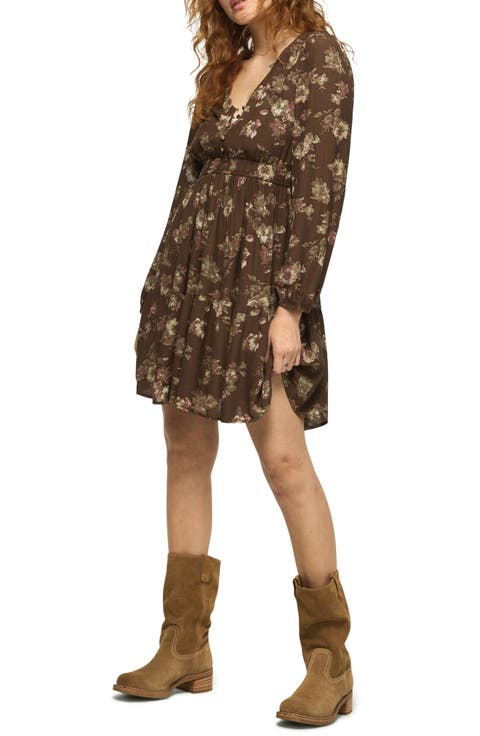 Floral Smocked Waist Long Sleeve Minidress
