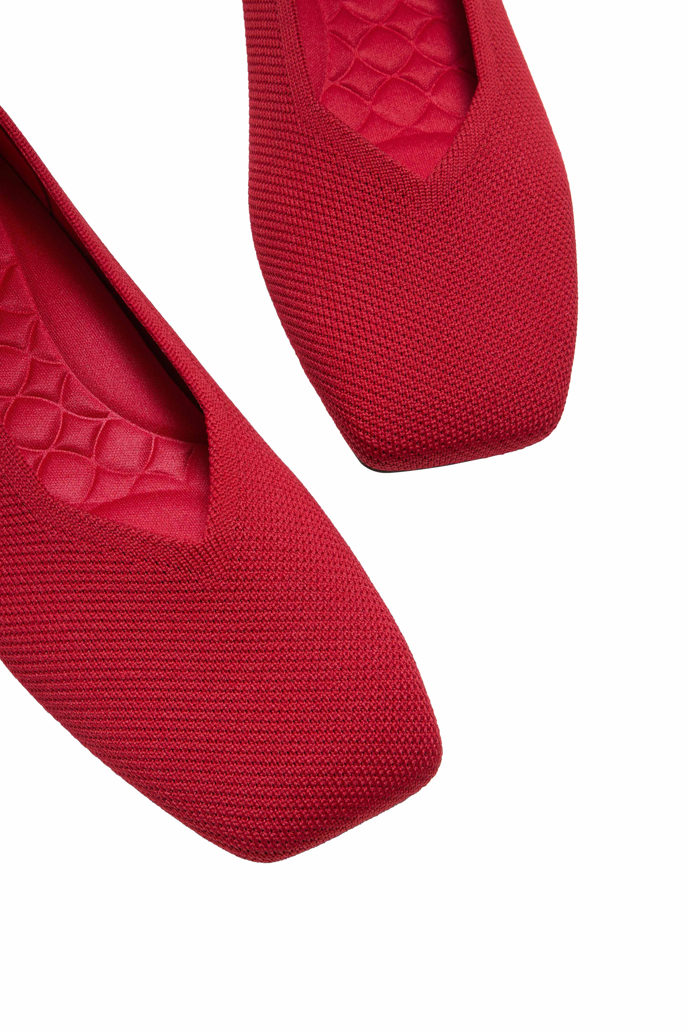 Square-Toe Margot 3.0 V-Cut Flats, Alternate, color, ruby red
