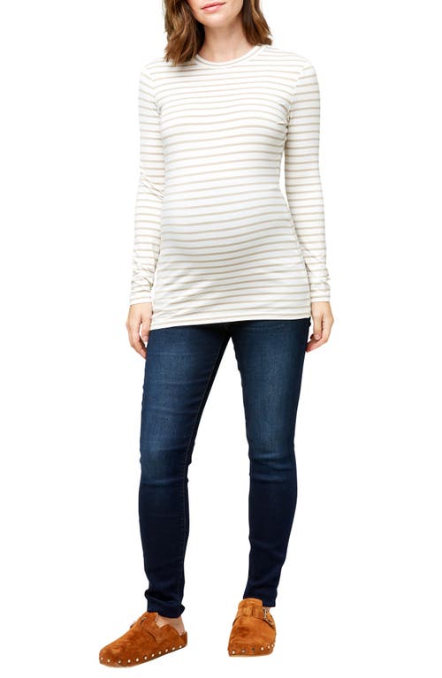 Nom Maternity Liv Long Sleeve Maternity Top In Oatmeal Stripe