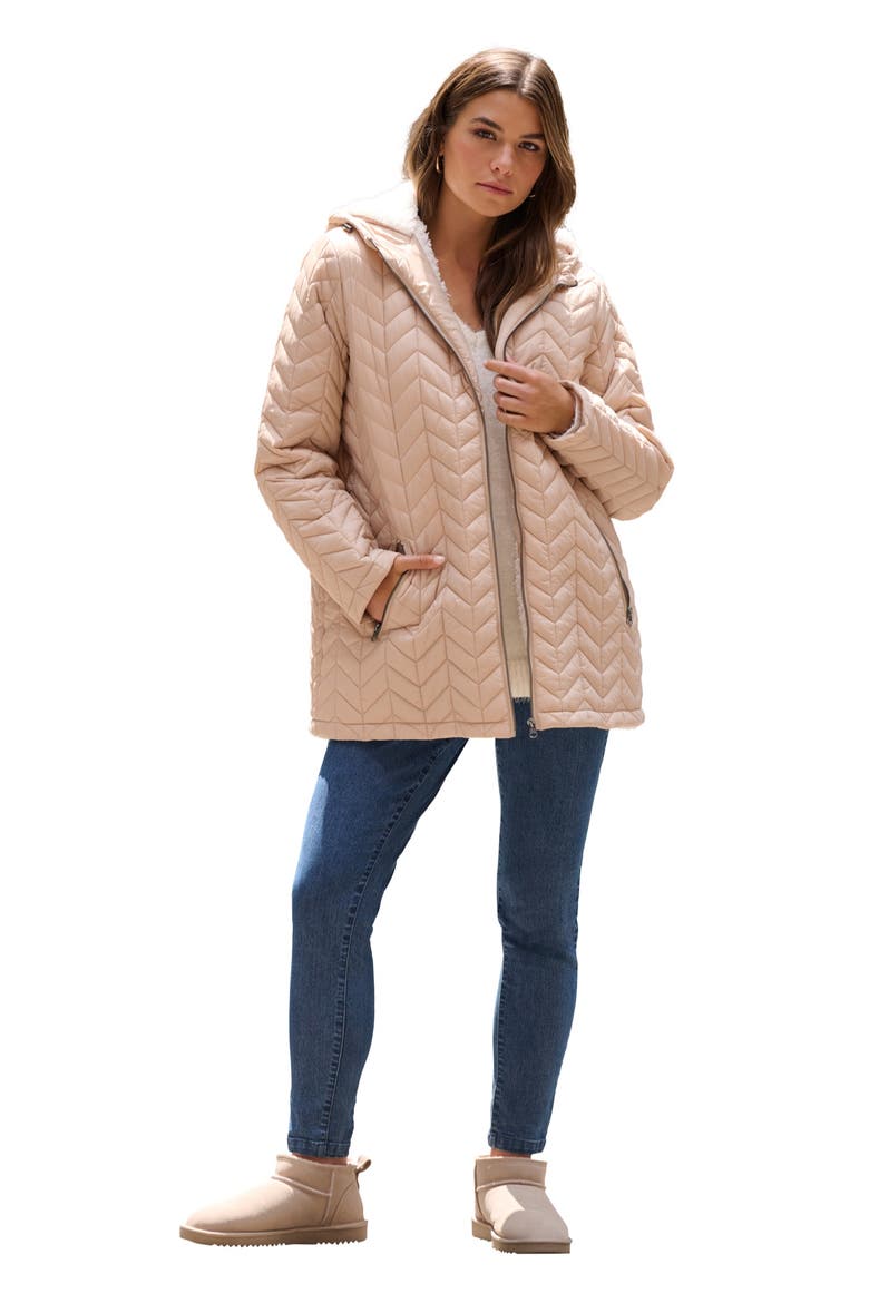 Plus Size Fleece Lined Quilted Jacket, Main, color, NEW KHAKI