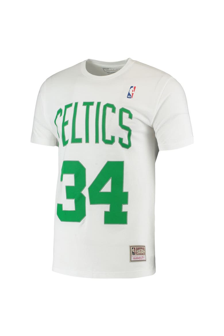 Men's Mitchell & Ness Paul Pierce White Boston Celtics Hardwood Classics Stitch Name & Number T-Shirt, Alternate, color, White
