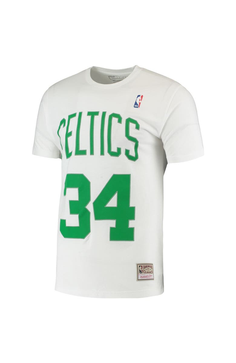 Mitchell & Ness Men's Mitchell & Ness Paul Pierce White Boston Celtics Hardwood Classics Stitch Name & Number T-Shirt, Alternate, color,