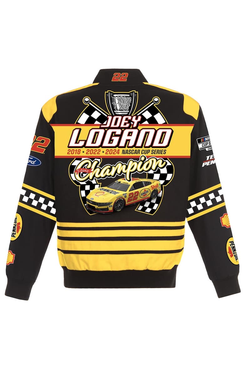 JH DESIGN Men's JH Design Black Joey Logano 2024 NASCAR Cup Series Champion Twill Full-Button Jacket, Alternate, color, 