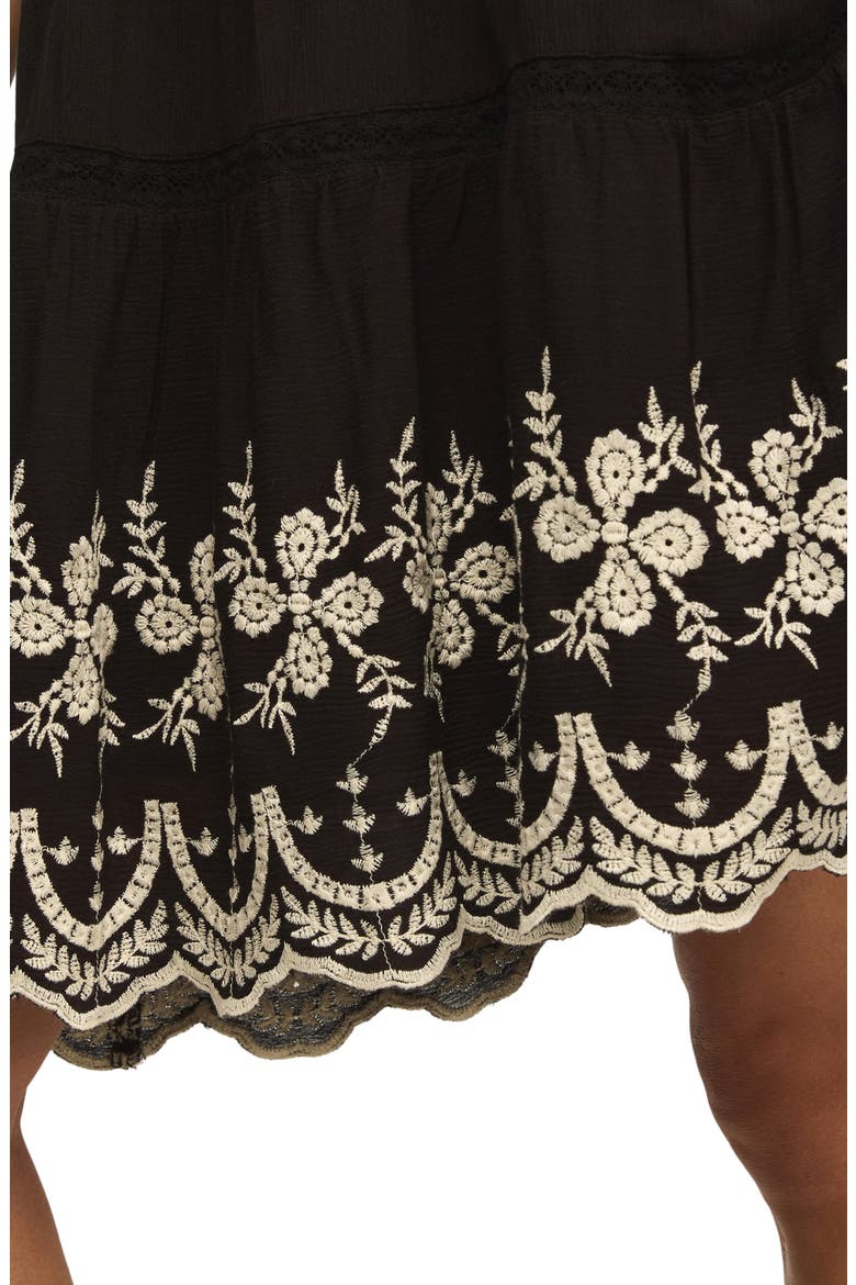 Lace & Embroidery Sleeveless Minidress, Alternate, color, RAVEN