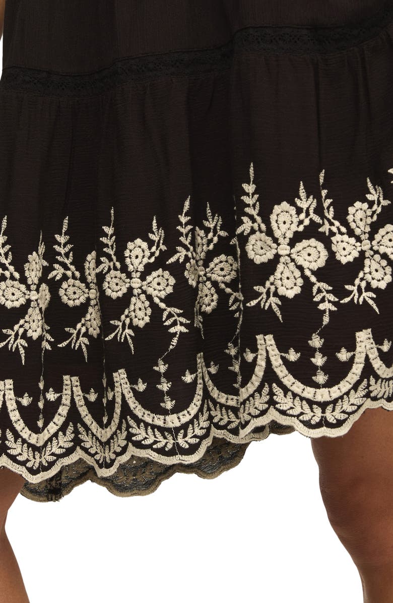 Lucky Brand Lace & Embroidery Sleeveless Minidress, Alternate, color, Raven