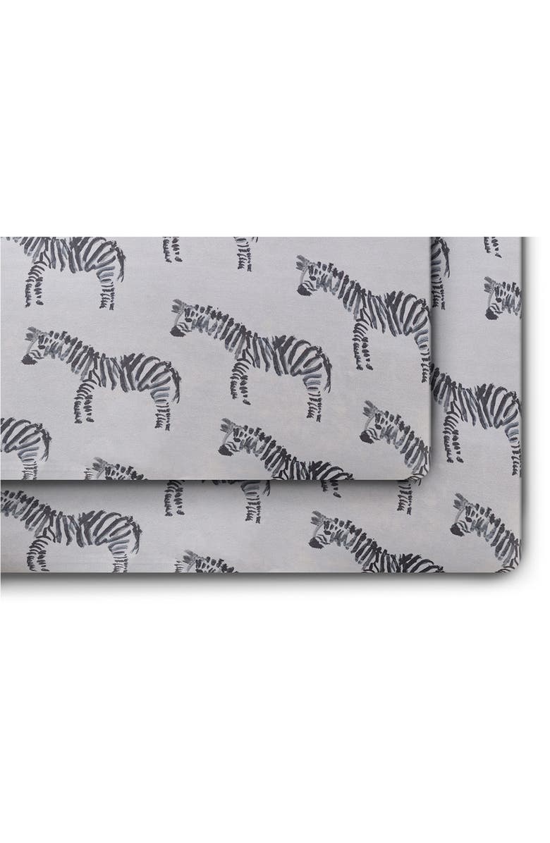 Oilo 2-Pack Zebra Jersey Crib Sheet, Main, color, Gray
