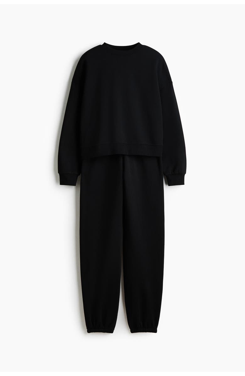 H&M 2-piece Sweatshirt Set, Main, color, Black