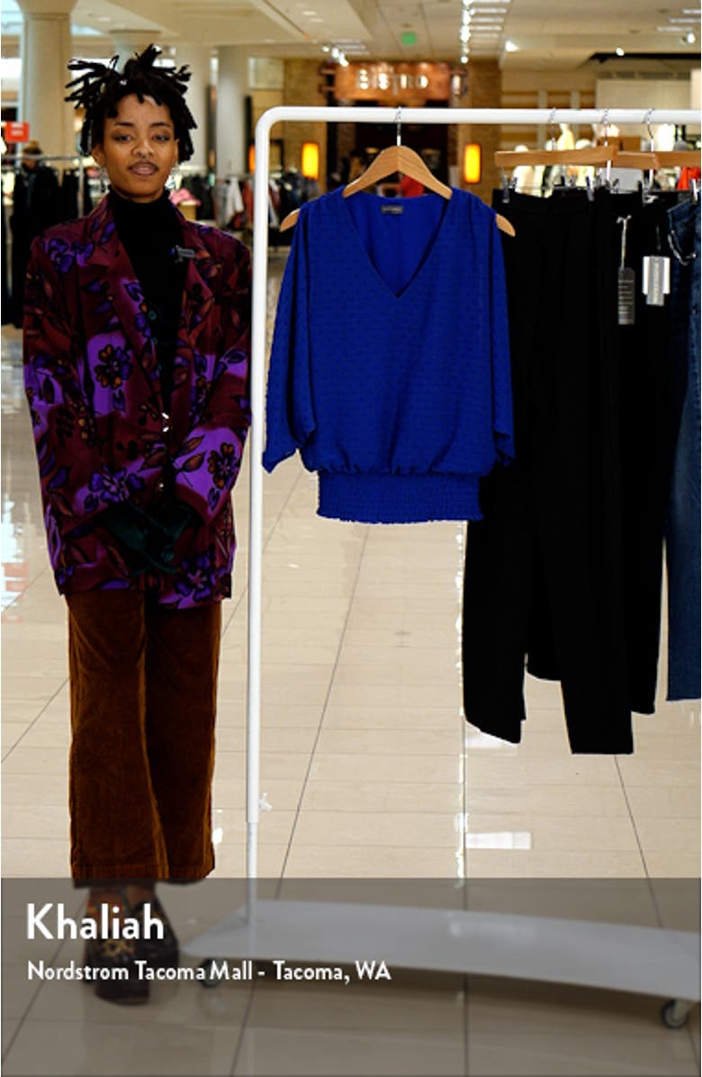 Clip Dot Smocked Blouson Top, sales video thumbnail