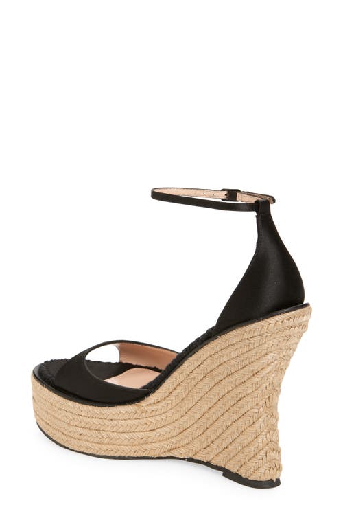 Betzábe Isabel Espadrille Wedge In Black Satin