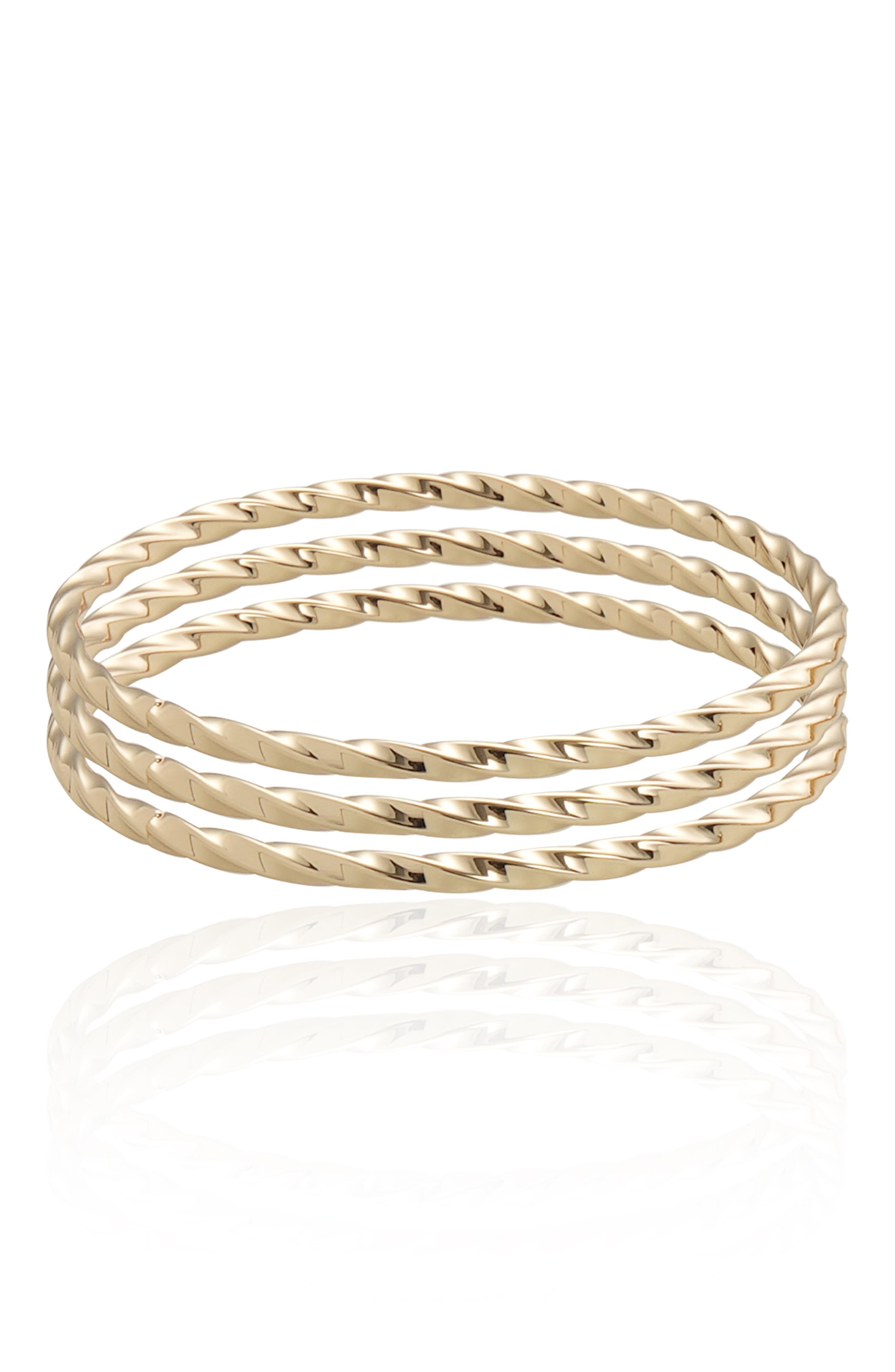 Ettika Set of 3 Twisted Bangle Bracelets