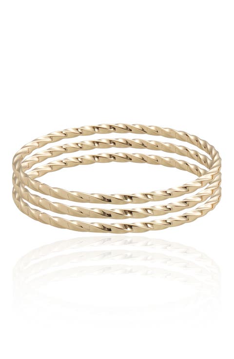 Set of 3 Twisted Bangle Bracelets