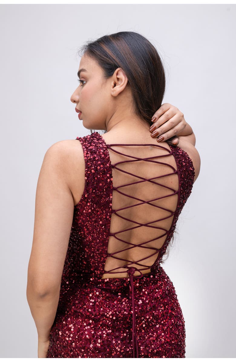 CREEA the Label Sequin Embellished Sleeveless Column Gown, Alternate, color, 