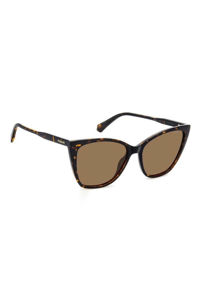 56mm Polarized Cat Eye Sunglasses, Alternate, color, HAVANA/ BRONZE POLAR