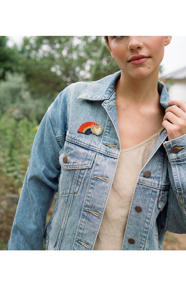 Matr Boomie Bala Mani Beaded Rainbow Brooch Pin, Alternate, color, Multicolor