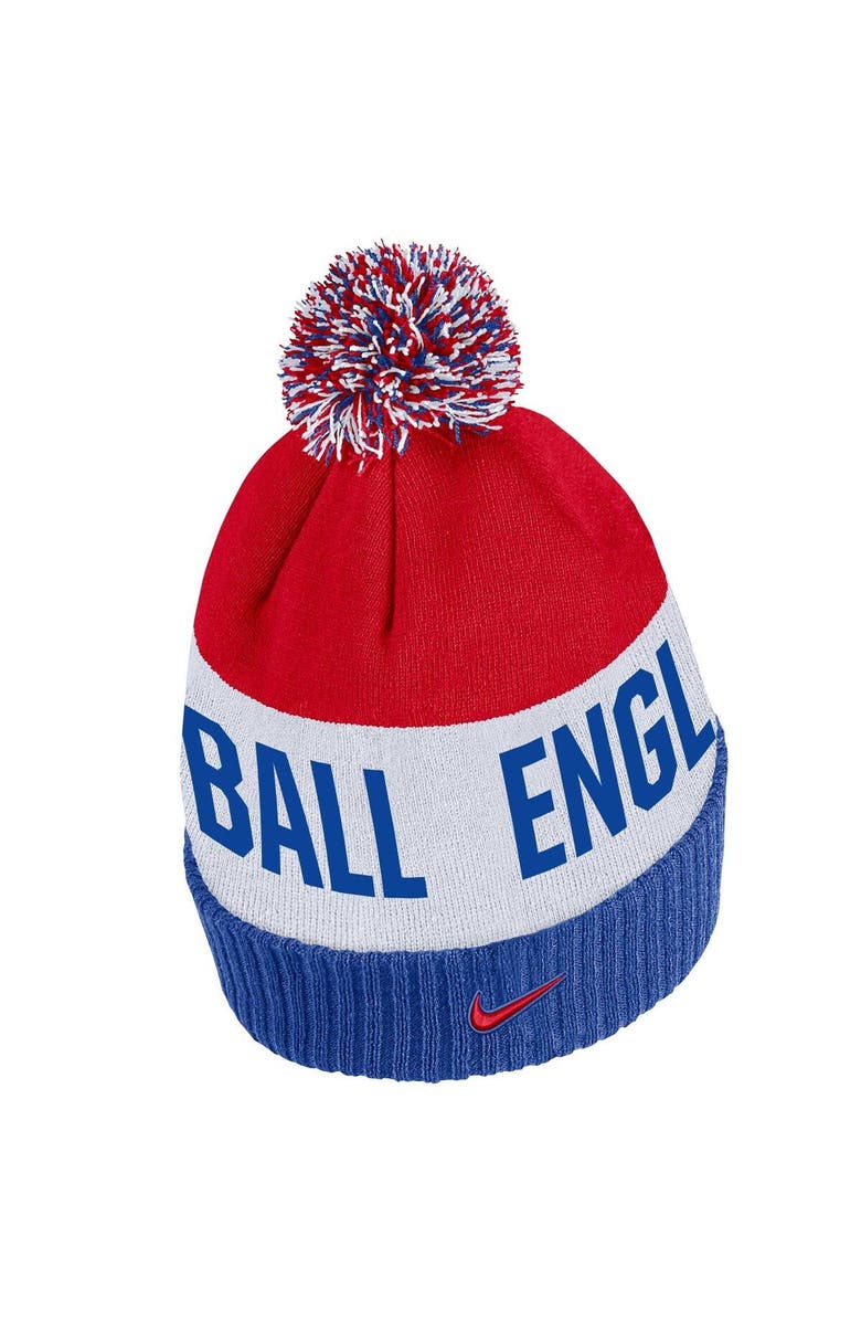 Nike Men's Nike Blue/Red England National Team Classic Stripe Cuffed Knit Hat with Pom, Alternate, color, Blue