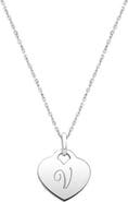 Tiny Blessings Sterling Silver Baby Heart & Engraved Initial 12-14" Necklace