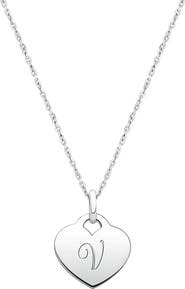 Tiny Blessings Sterling Silver Baby Heart & Engraved Initial 12-14" Necklace