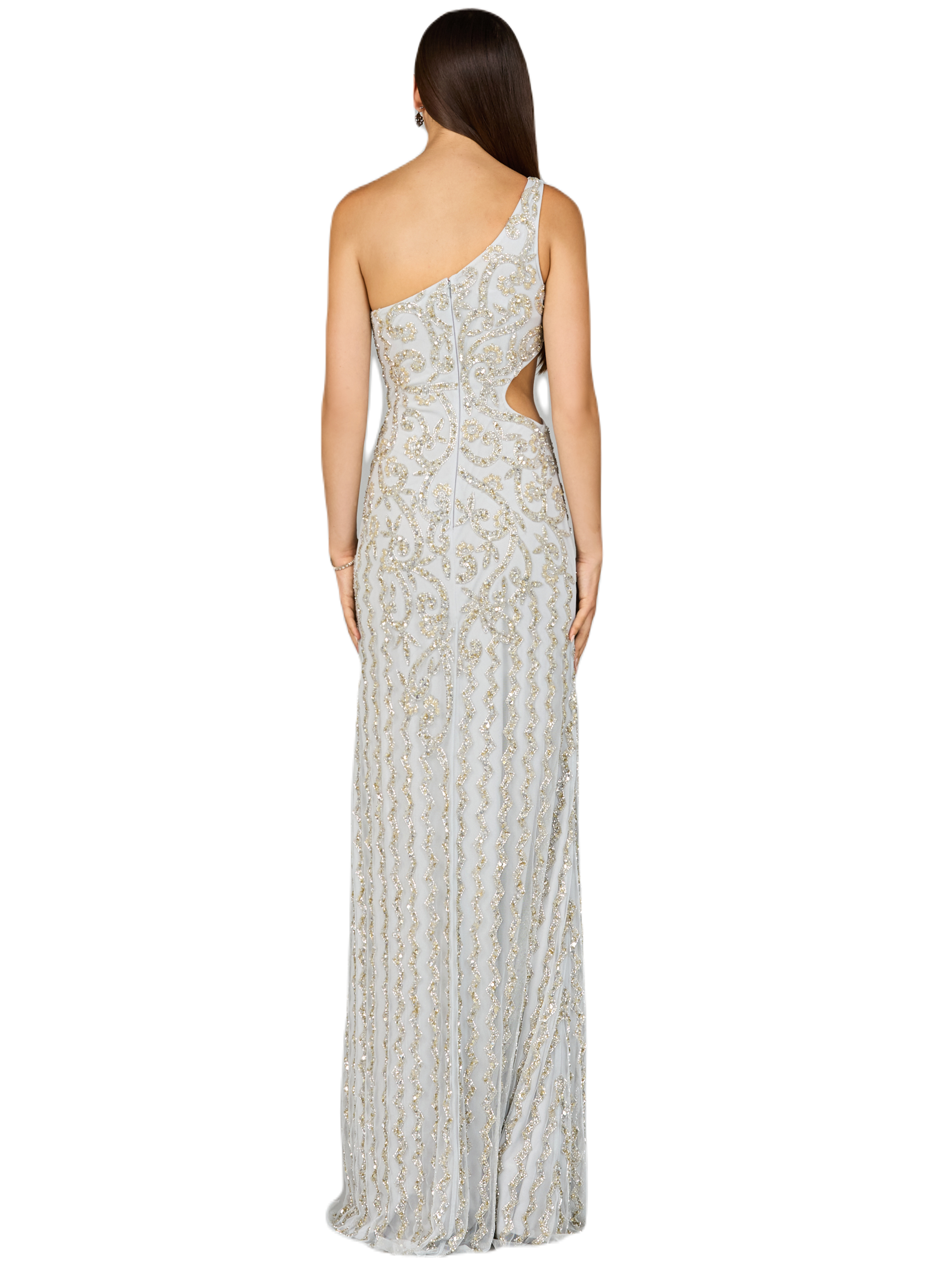 One-Shoulder Beaded Gown with Slit - image 2