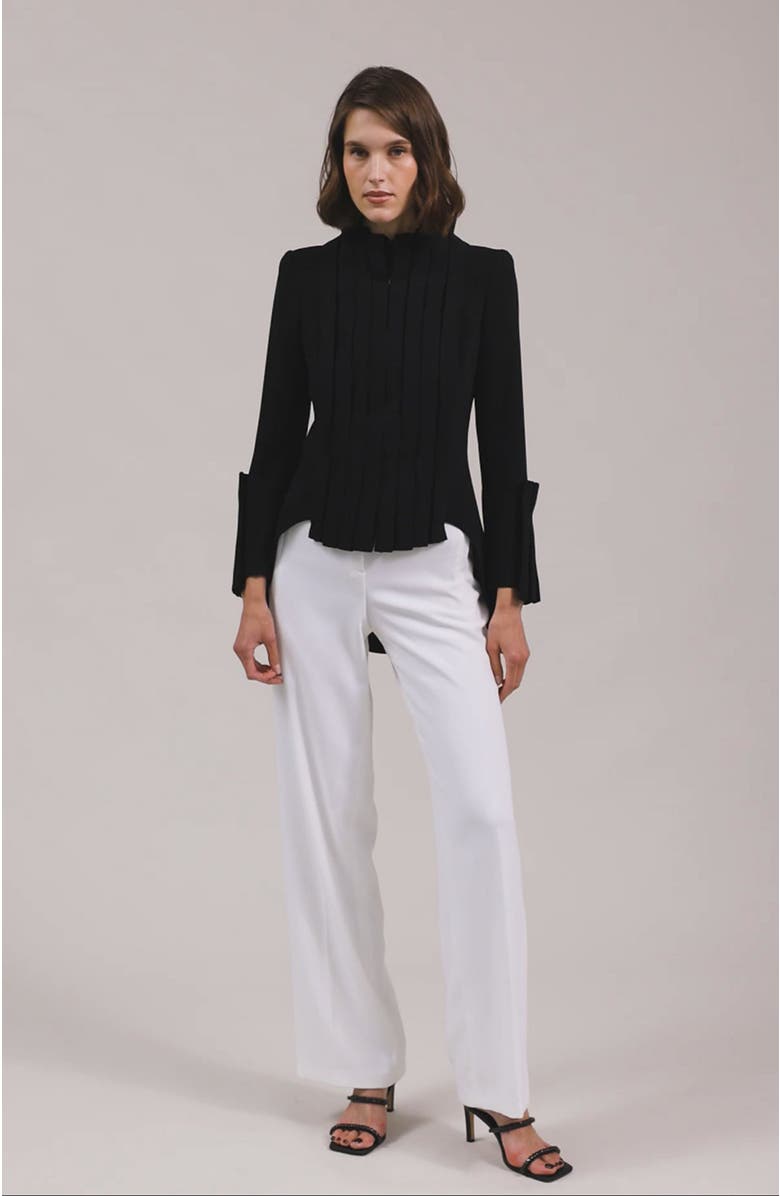 Anne Fontaine Women's Jacket Secret White Stylish Cotton Jacket With Tailored Cut And Silver Buttons, Alternate, color, Black