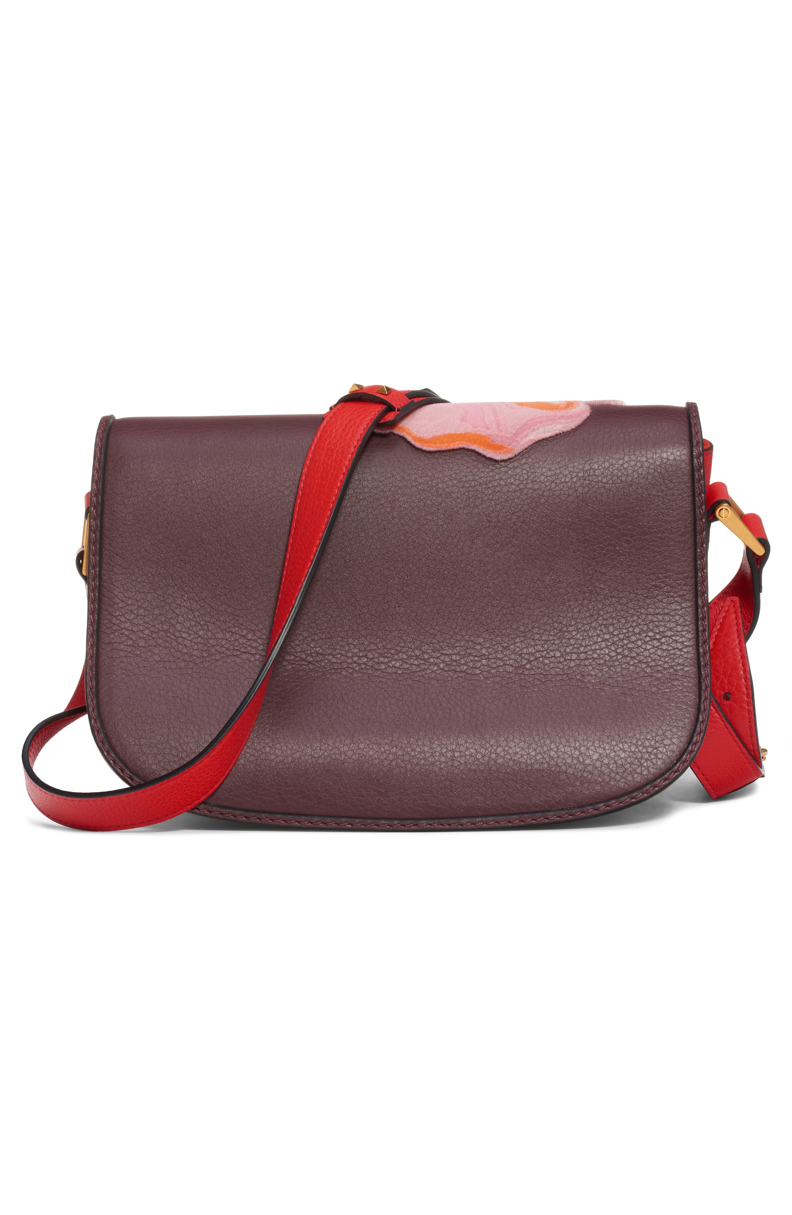 Valentino Garavani V-Locker Leather Saddle Bag, Alternate, color, 