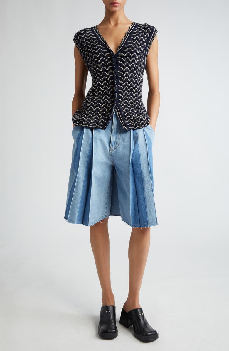 EENK Pleated Denim Bermuda Shorts, Alternate, color, 