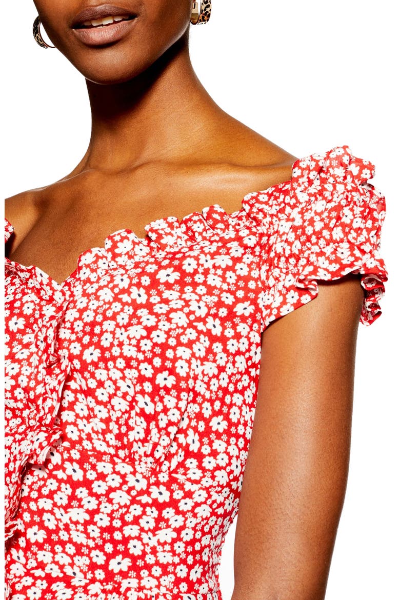 Ditsy Floral Minidress, Alternate, color, RED MULTI