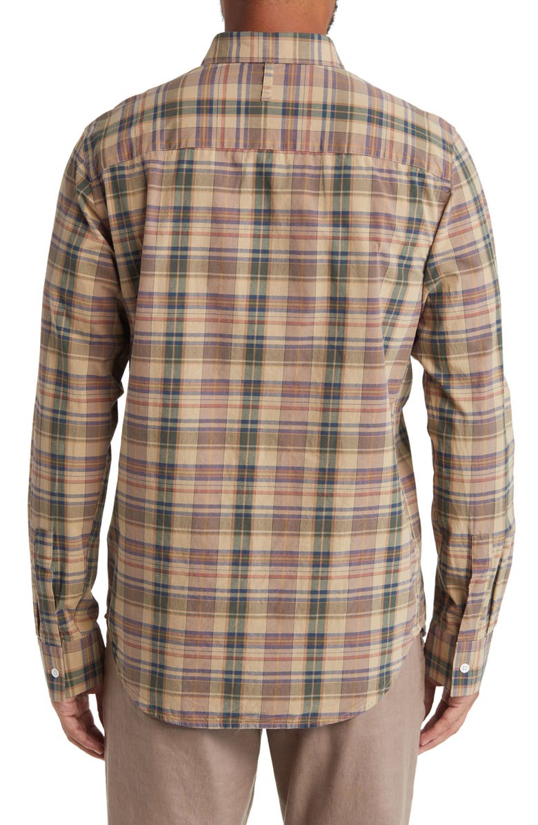 NN07 Cohen 5204 Plaid Organic Cotton Poplin Button-Up Shirt, Alternate, color, Khaki Check