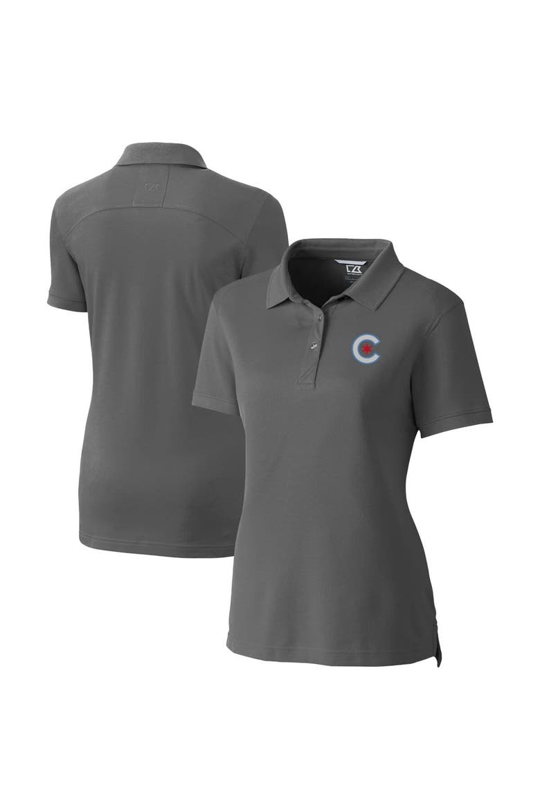 Women's Cutter & Buck Gray Chicago Cubs City Connect DryTec Advantage Tri-Blend Pique Polo, Alternate, color, Gray
